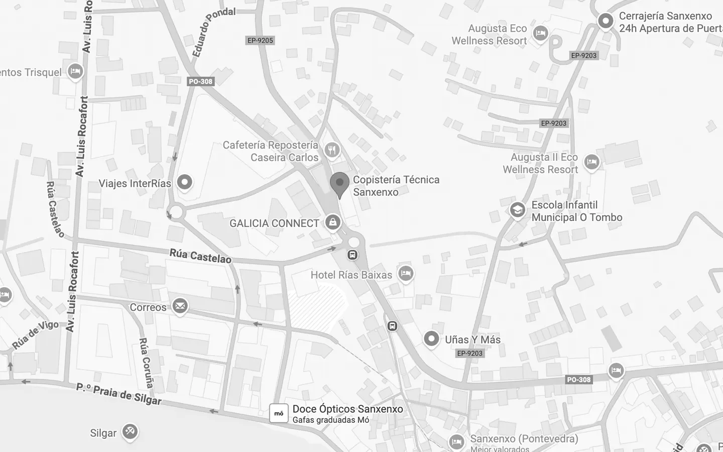 Mapa Situación Copistería Técnica Sanxenxo